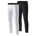 thumbnail image 1 of 2 Pack Compression Pants for Youth Boys Athletic Training Tights Pants Kids Basketball Football Base Layer,White, 1 of 8