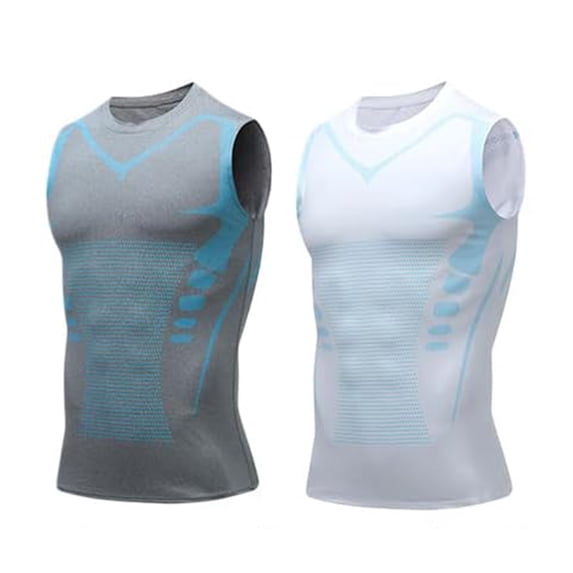 2 Pack Compression Shirt Men, Compression Shaping Shirt Tank Men, Quick-Drying Wicking Breathable Sleeveless Shirt, 3XL