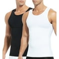 thumbnail image 1 of 2 Pack Compression Undershirt for Men Slimming Body Shaper Vest Tank Top Tummy Control Shapewear, 1 of 10