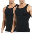thumbnail image 1 of 2 Pack Compression Undershirt for Men Slimming Body Shaper Vest Tank Top Tummy Control Shapewear, 1 of 10