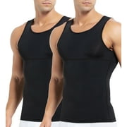 2 Pack Compression Undershirt for Men Slimming Body Shaper Vest Tank Top Tummy Control Shapewear
