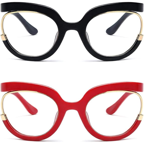 2 Pack Computer Blue Light Glasses for Women Men, Round Frame Eyewear ...