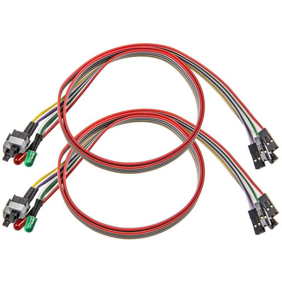 2 Pack Computer Case ATX Power On Off Reset Switch Cable with 2 x LED Light Light Red Green 27-inch ATX Case Front Bezel Wire