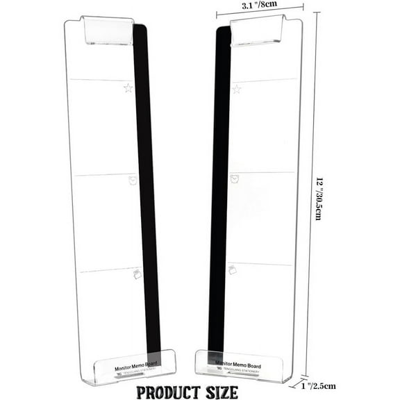 2 Pack Computer Monitor Memo Board Multi-Function Message Board Transparent Display Side Panel for Office, Computer Desk