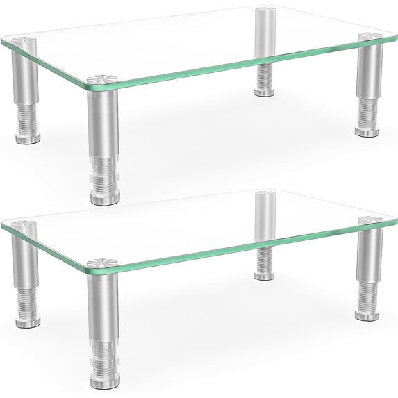 2 Pack Computer Monitor Riser with Height Adjustable Multi Media ...