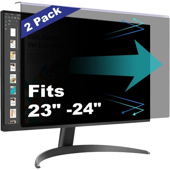 2 Pack Computer Privacy Screen Shield Compatible for 23.6/23.8/24 Inch 16:9 Widescreen Desktop Monitor - 30 Privacy Blackout & Blue Light Filter - Hanging Design for Easy On/Off Removable Setup