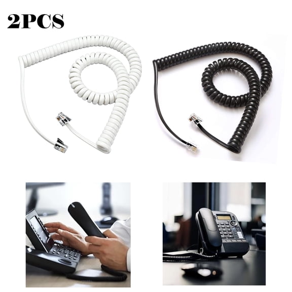 2 Pack Comtrue Telephone Cord, Phone Cord,Handset Cord,, Universally CompatibleBlack,+white