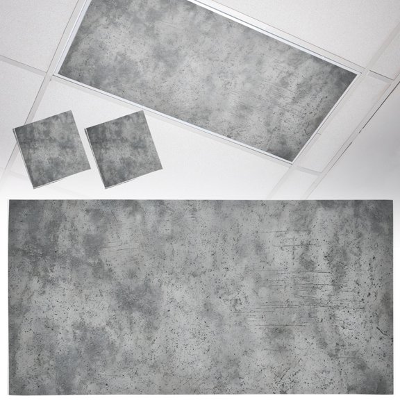 2 Pack Concrete Texture Fluorescent Light Covers for Ceiling Lights Industrial Minimalist Gray Magnetic Ceiling Light Covers Overhead Light Filters for Office Classroom Home
