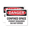 thumbnail image 1 of (2 Pack) Confined Space Permit Required Do Not Enter OSHA Danger Sign, 1 of 7