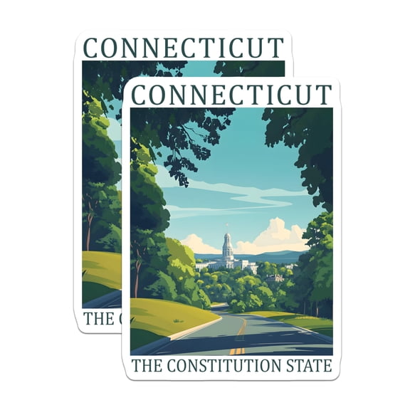 (2 Pack) Connecticut State Capitol Magnets - Constitution State Scenic Landscape Art - New England Landmark Souvenirs - 5 Inches On Longest Side - Thick Durable Magnet - Made in USA - MAG19093