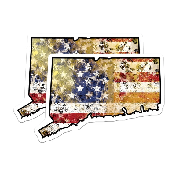 (2 Pack) Connecticut State Flag Magnets - Distressed USA Map - American Heritage - Patriotic State Pride - New England Decor - 5 Inches On Longest Side - Thick Durable Magnet - Made in USA - MAG19028