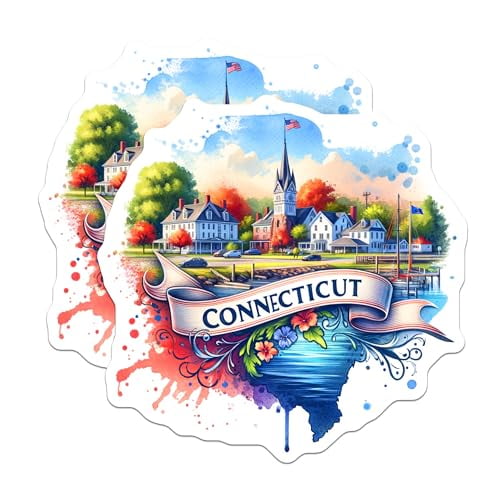 (2 Pack) Connecticut State Magnets - Travel Souvenir - New England Keepsake - 5" On Longest Side - for Cars, Fridges, Toolboxes - Made in USA - MAG6807