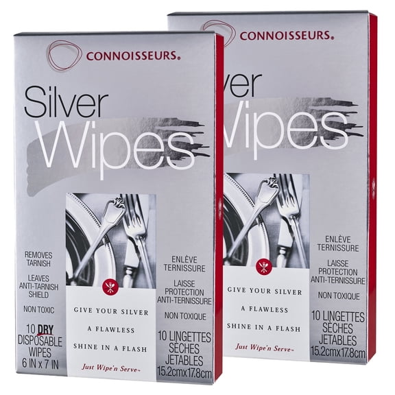 (2 Pack) Connoisseurs Silver Wipes, 10 Ct