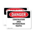 thumbnail image 1 of (2 Pack) Construction Area No Pedestrian Traffic OSHA Danger Sign 18 Inch X 12 Inch Plastic Sign, Weather Resistant, UV Protected for Workplace, Business, and Construction Site, Made in, 1 of 8