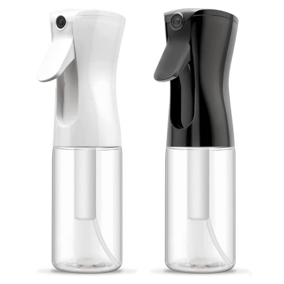 Loaddvni Plastic Spray Bottles 2 Pack, Stream Water Bottle for Cleaning Solutions, Plants, Pet, Essential Oils, Hair, Cooking - 6.8 OZ/200 ML (White & Black Nozzle)
