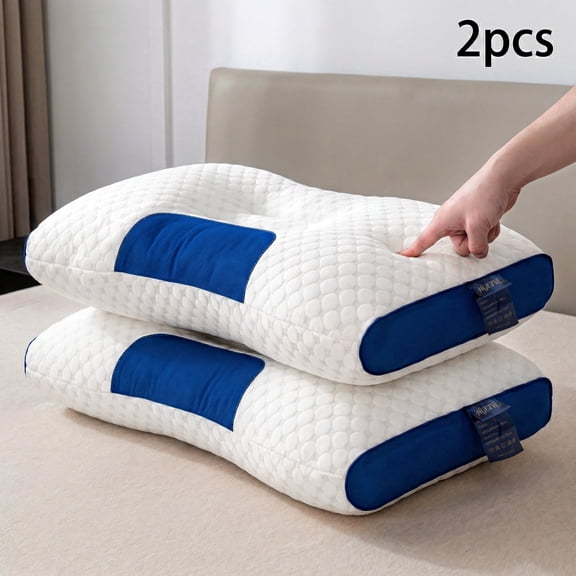 2-Pack Contoured Support Pillows, Orthopedic Neck Pillows for Side/Back Sleepers, Breathable & Supportive Bed Pillows