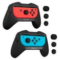 thumbnail image 1 of 2-Pack Controller Grips Compatible with Nintendo Switch Joy-Con Controllers, Slip-Resistant Grips, Shoulder Triggers, Thumbstick Grip Covers, Matte Black Finish, 1 of 9