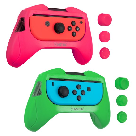 2 Pack Controller Grips Compatible with Nintendo Switch Joy-Con Controllers, Neon Pink, Neon Green