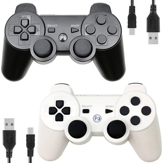 2 Pack Controllers for PS3 ,Wireless Playstation 3 Gaming Controller with Double Shock & Motion Sensor, Bluetooth Rechargeable PS3 Controller Gamepad Remote PS3