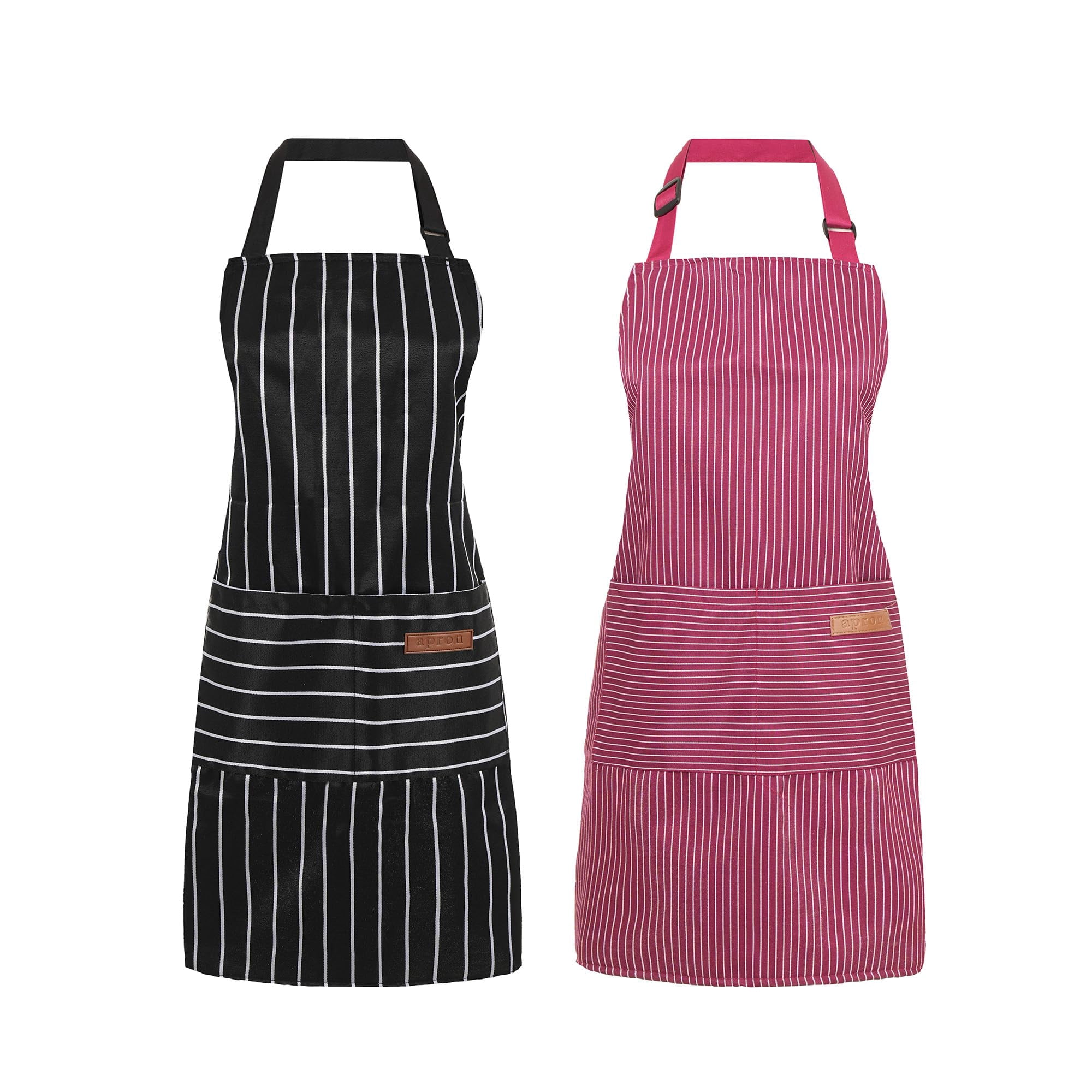 2 Pack Cooking Aprons Adjustable Bib Apron For Women With 2 Pockets  Kitchen Restaurant Men Chefs