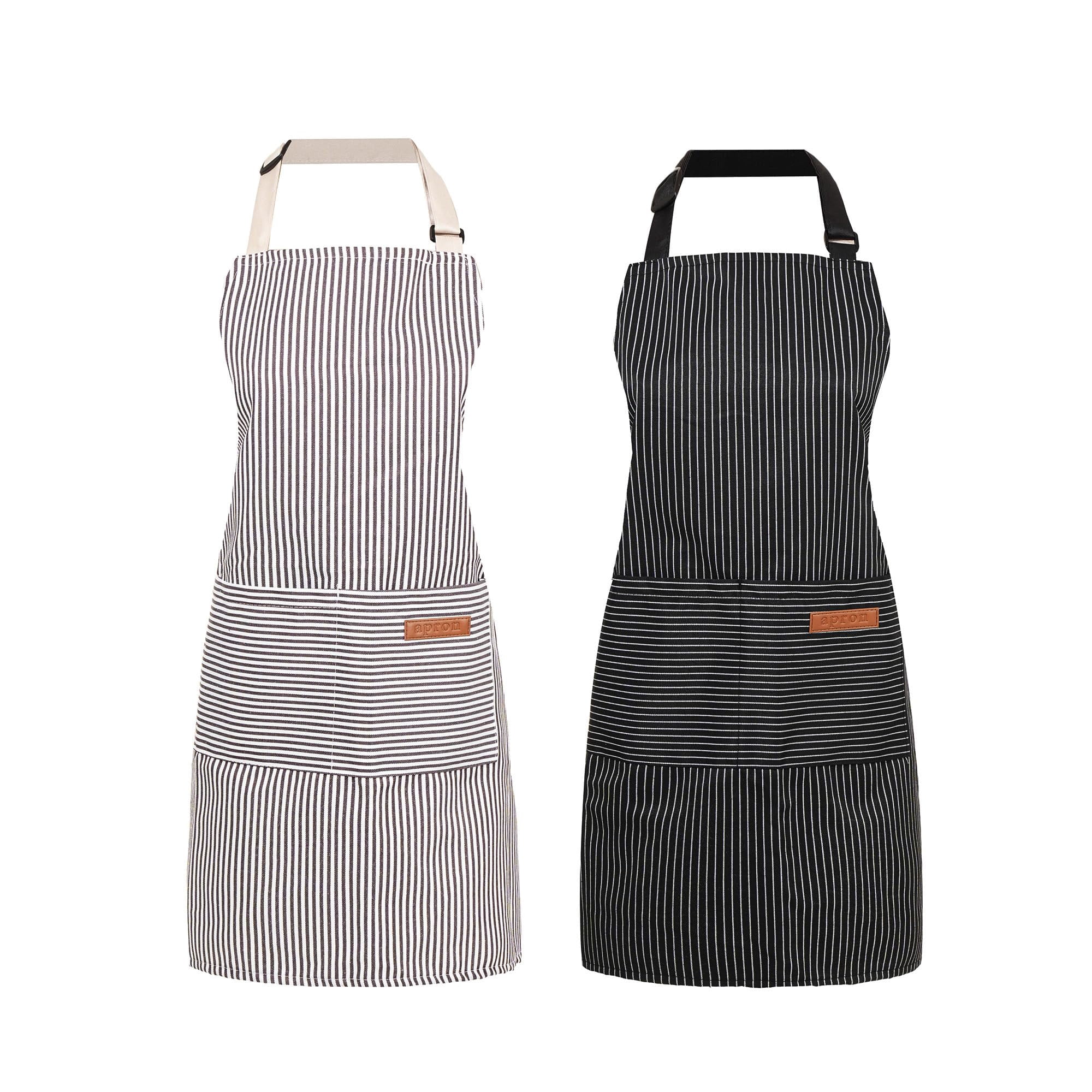 2 Pack Cooking Aprons Adjustable Bib Apron For Women With 2 Pockets  Kitchen Restaurant Men Chefs