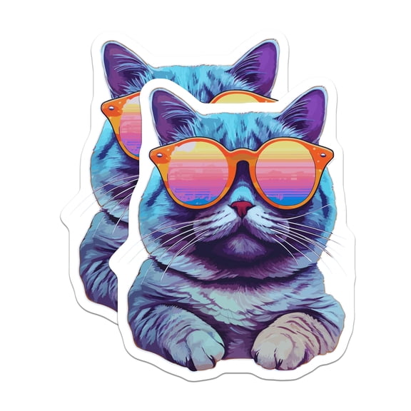 (2 Pack) Cool Cat Magnets - Cat Lover Magnets - Fun Cat Magnets for Fridge Decor - 5" On Longest Side - for Cars, Refrigerators, Toolboxes, Lockers - Made in USA MAG3578