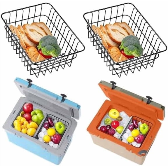 2-Pack Cooler Basket for RTIC 32 QT Ultra-Light Coolers, Stainless Steel Dry-Goods Basket, Keep Smaller Items Dry-Goods Basket, Compatible with Rtic Ice, Dividers, Locks RTIC Cooler Accessories etc.
