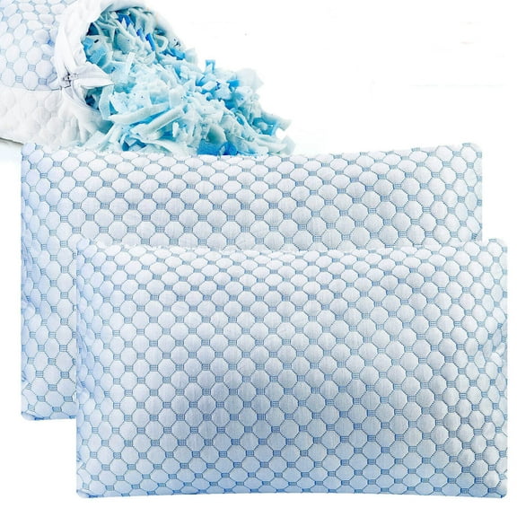 2 Pack Cooling Bed Pillows Adjustable Pillows Memory Foam Pillows Luxury Extra Comfy Gel Pillows with Washable Removable Cover