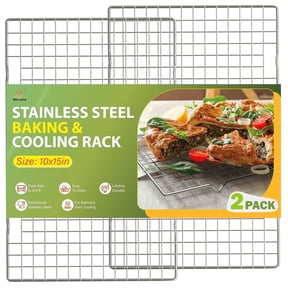 2Pack Cooling Rack for Baking, 15" x 10" Stainless Steel Cookie Rack for Baking Cooking, Grid Wire Rack Fits Baking Sheet Pan, Dishwasher Safe
