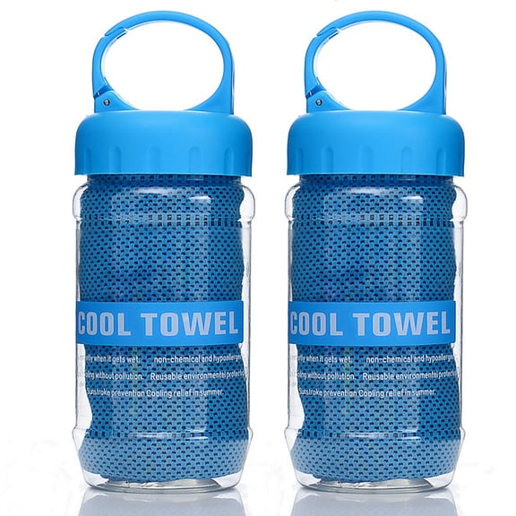 2 Pack Cooling Towel (47"x12") Ice Towel for Neck and Face, Soft Breathable Chilly Towel, Microfiber Cool Exercise Towel for Yoga, Golf, Gym, Camping, Running, Workout, Sky blue
