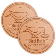 2-Pack Copper Bird Bath Purification Disk 0.6mm Reinforced 99.99% Pure Copper Cleaning Disk with Triple-Point Support for Physical Safe Clean Water All-Season Universal Fit for Outdoor Birdbaths Bowl