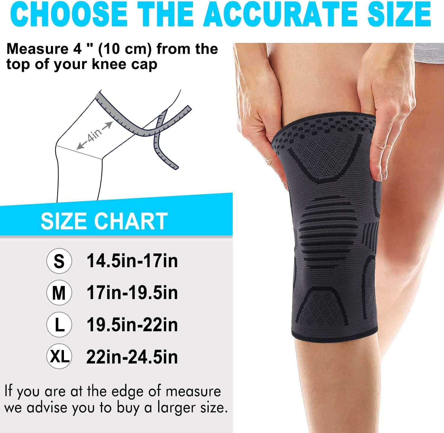 2 Pack Copper Knee Brace Knee Compression Sleeve Support for Men Women ...