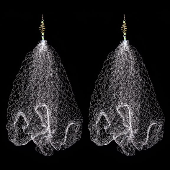 2-Pack Copper Spring Shoal Fishing Nets with Luminous Beads for Night Fishing