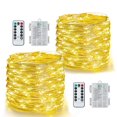 thumbnail image 1 of 2PCS Fairy Lights Battery Operated with Remote, 12M/4.72ft 120LED Copper Wire String Lights, Waterproof Twinkle Lights Indoor Outdoor 8 Modes for Bedroom Patio Christmas Decorations(Warm White）, 1 of 6
