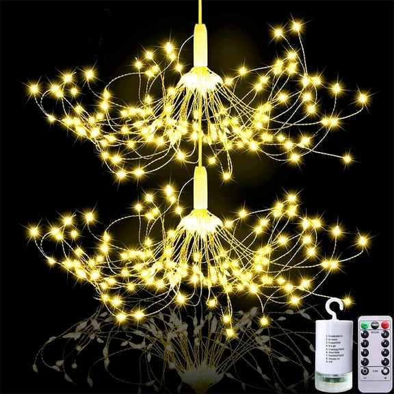 2 Pack Copper Wire Firework Lights, NOGIS 200 LED String Lights with Remote Control - 8 Modes, Waterproof for Party, Home, Christmas, Garden & Outdoor Decoration