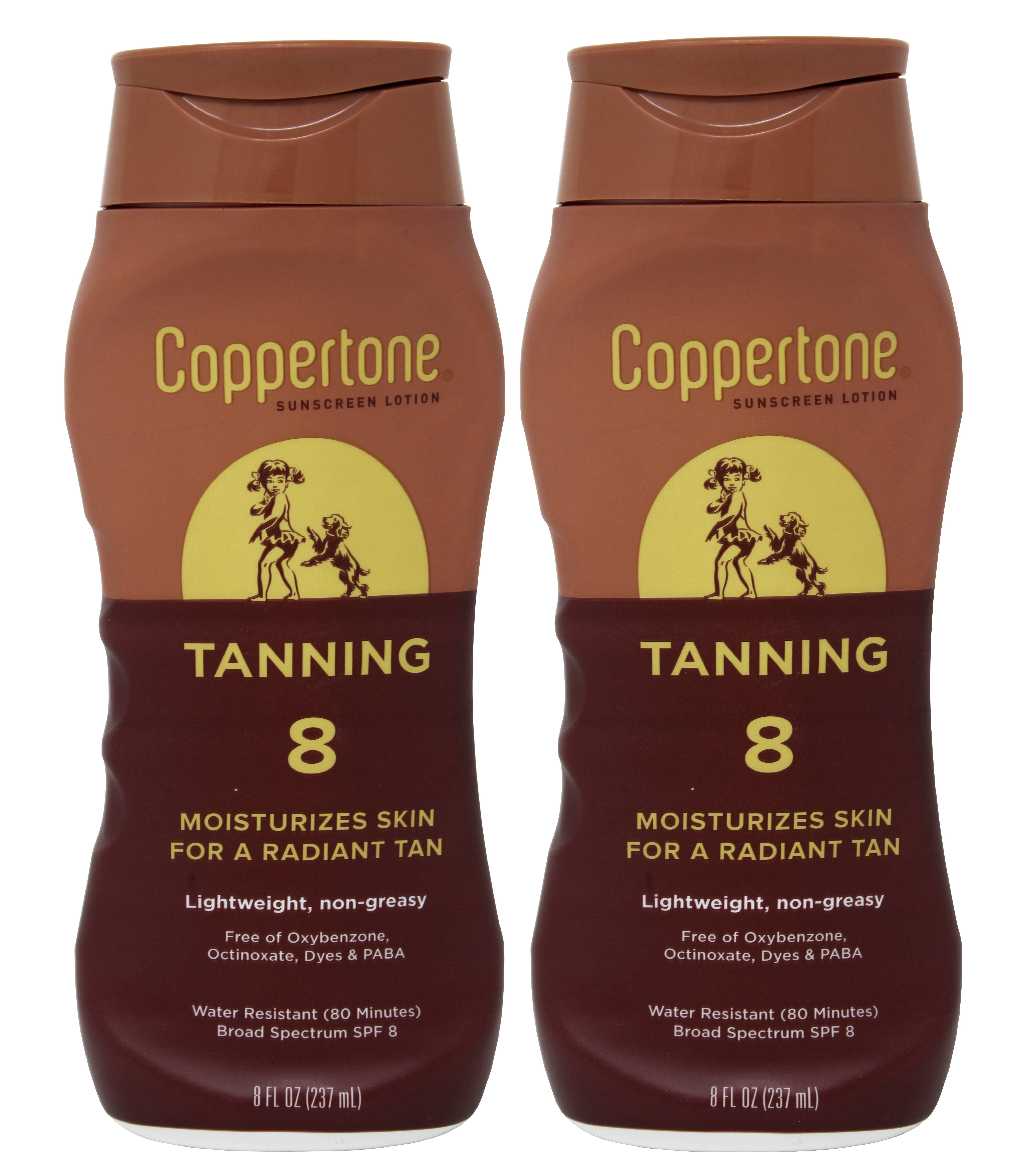 2 Pack - Coppertone Tanning Sunscreen Lotion SPF8 8oz Each