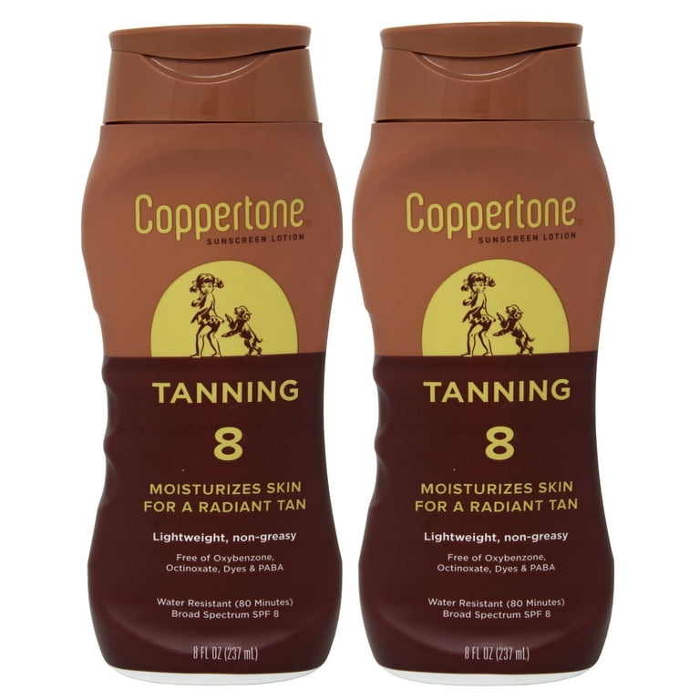 2 Pack - Coppertone Tanning Sunscreen Lotion SPF8 8oz Each