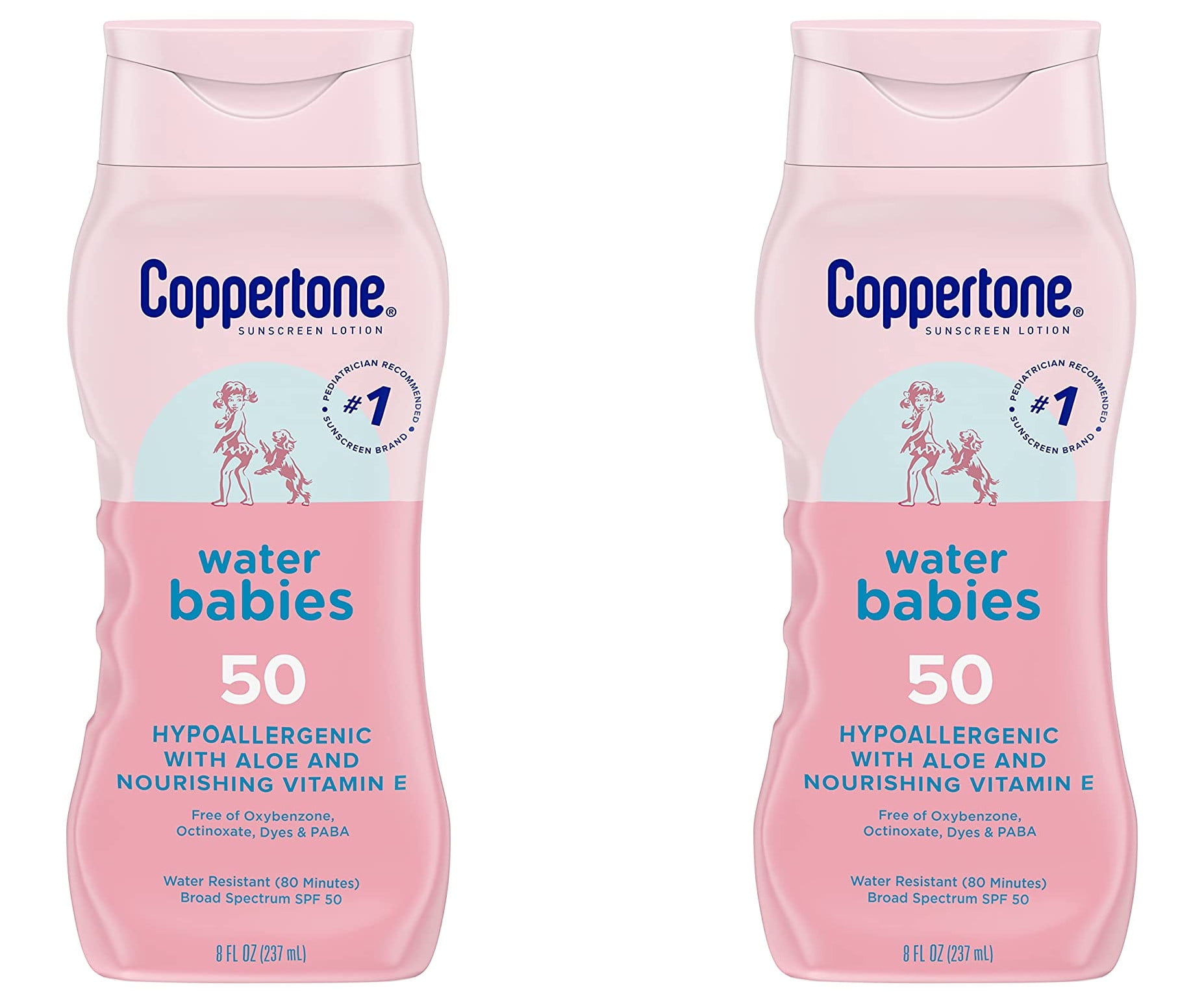 2 Pack Coppertone Water Babies Lotion Water Resistant Spf 50 Sunscreen 8oz each