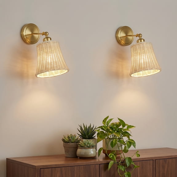 2 Pack Cordless Bohemian Rattan Wall Lights, Rechargeable RGB Night Light, Boho Decor Wall Sconce for Indoor Home Lighting