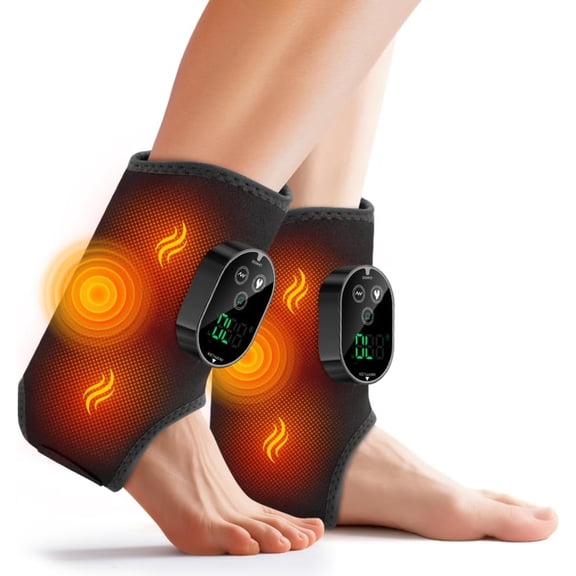 2-Pack Cordless Foot Massager for Neuropathy, Ankle Heating Pad with 6 Heat Levels & 3 Massage Modes, Adjustable Timer, Rechargeable for Plantar Fasciitis Pain Relief Black