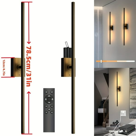 2 Pack Cordless LED Wall Sconces with Remote - Dimmable 3000K-6000K ...