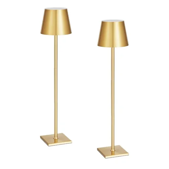 2-Pack Cordless Table Lamp with 5200mAh Rechargeable Battery,Stepless Dimming,3 Adjustable Heights,Detachable Lampshade for Home,Restaurant,Outdoor,Gold Finish