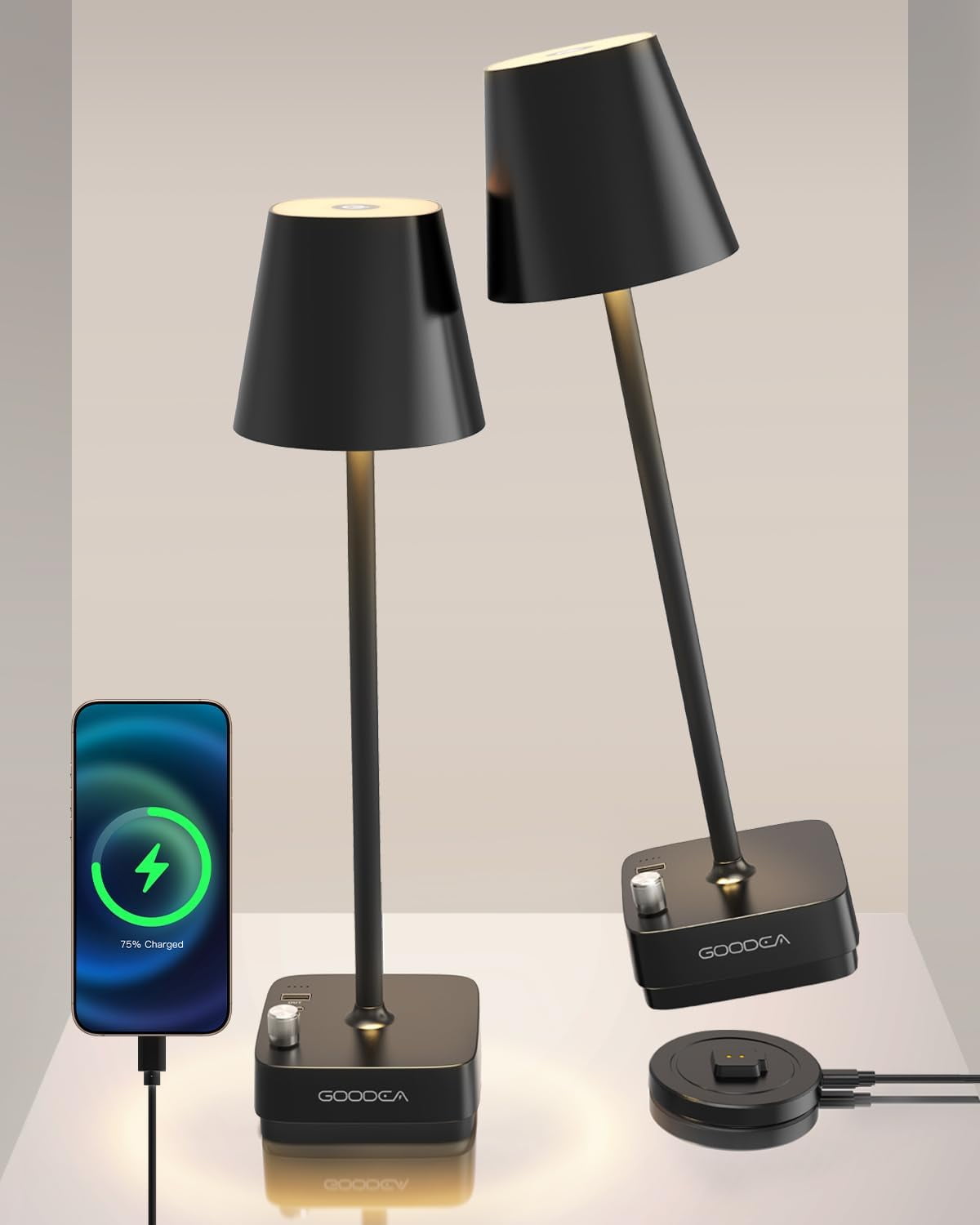 VARICART Cordless Table Lamp, 5000mAh Battery Operated Table Lamps IP54
