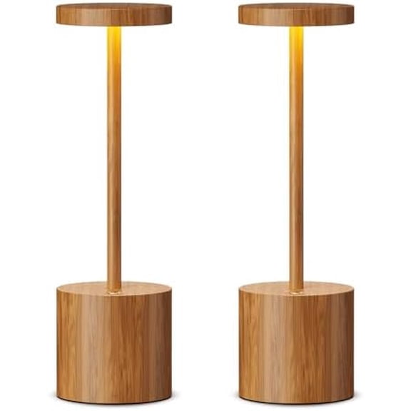2 Pack Cordless Table Lamp Rechargeable,5000mAh Battery Operated Portable LED Table Light,Dimming Desk Lamp for Patio/Restaurant/Outdoor Bamboo