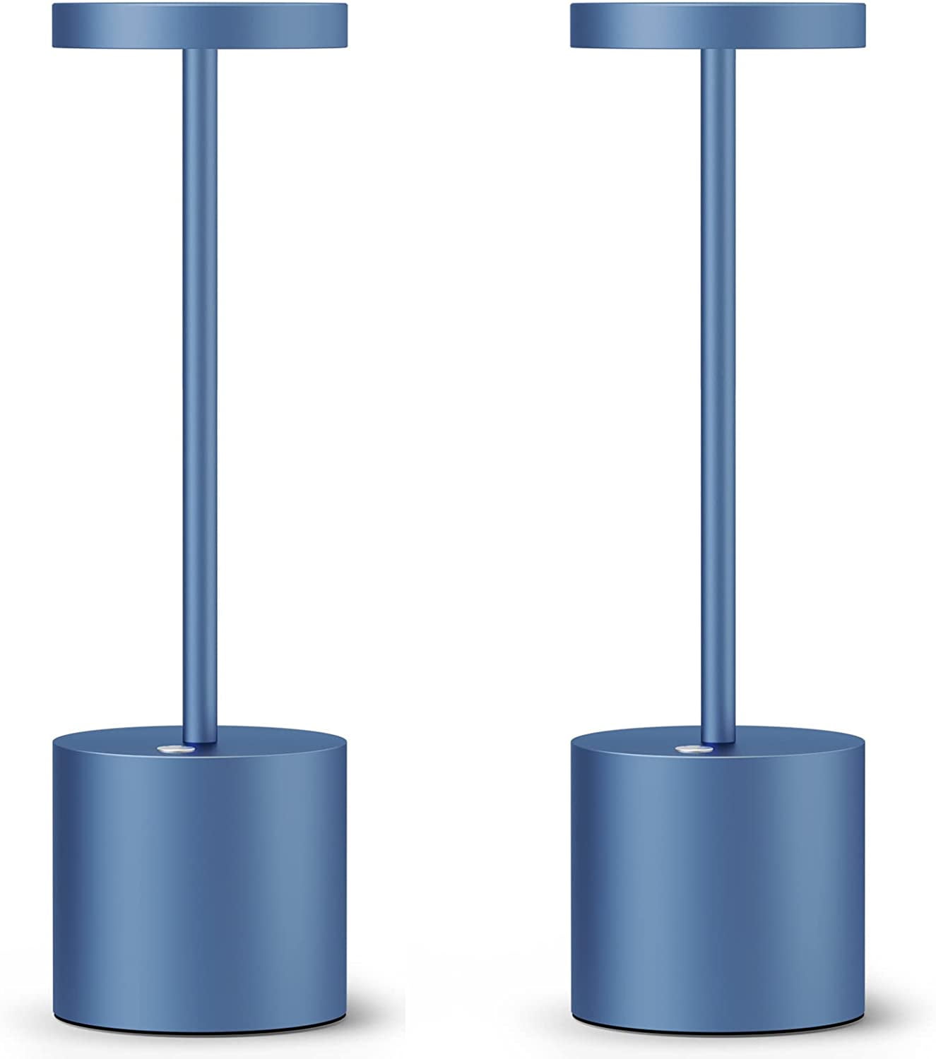 Set of 2 Blue Aluminum Cordless Outdoor LED Table Lamps