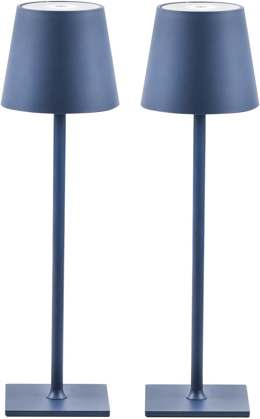 2 Pack Cordless Table Lamps  3 Colors Stepless Dimming 5000mah Rechargeable Led Desk Lamp For Bedroom/couple Dinner/desk/cafe/dining Room/terrace