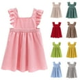 thumbnail image 1 of 2 Pack Corduroy-Dresses for Girls Size 2-10 Cute Ruffle Sleeveless Sundresses Toddlers Kids Solid Color Going-Out Mini Dress, 1 of 8