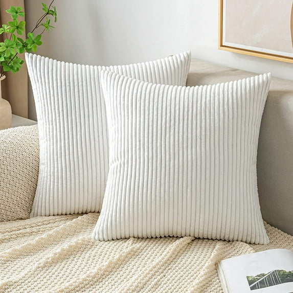 2 Pack Corduroy Soft Decorative Square Throw Pillow Cover Cushion Covers Pillowcase, Home Decor Decorations for Sofa Couch Bed Chair