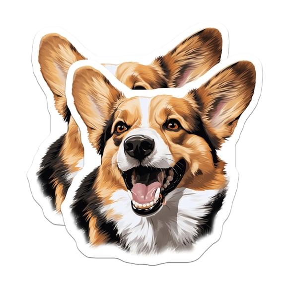 (2 Pack) Corgi Dog Magnets - Happy Smiling Puppy Fridge Decor - Pet Animal Lover Accessory - 5 Inches On Longest Side - Thick Durable Magnet - Made in USA - MAG24278