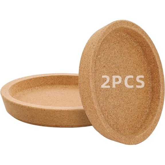 2 Pack Cork Coasters for Drinks Absorbent Lip Coasters with Leak-Proof Etra Thick Reusable Coaster Tabletop Protection Coaster for Cups Mugs Glasses Round, Khaki, 4 Inch
